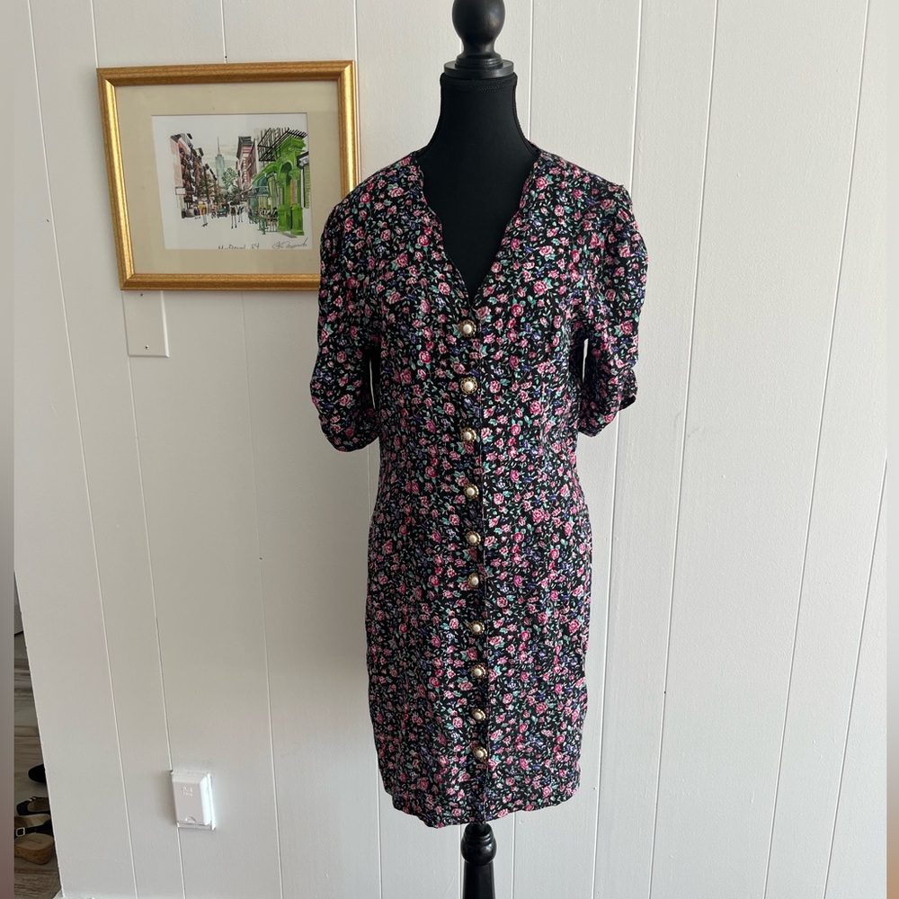 Vintage Floral Button-Down Dress